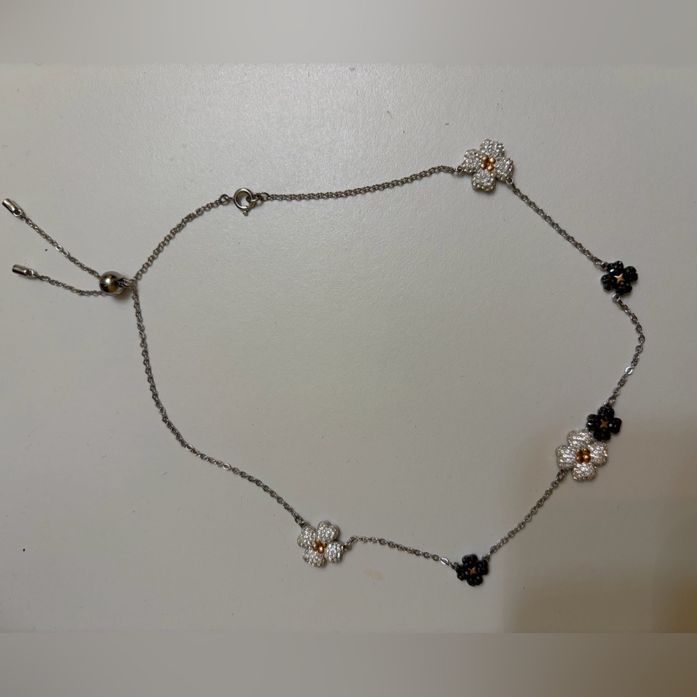 Swarovski Elegant Floral Necklace in Silver and Black - Picture 4 of 5